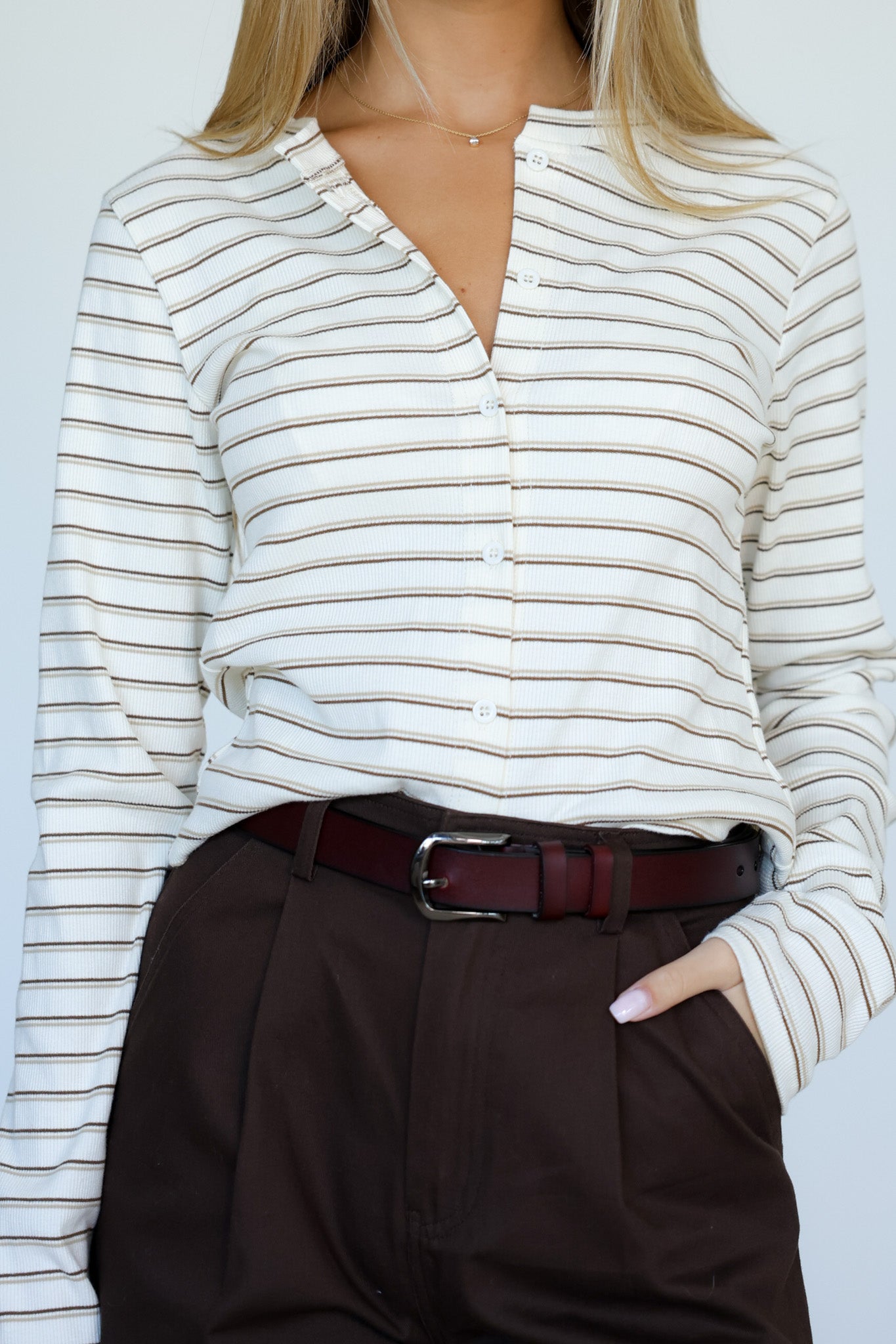 קרדיגן פסים פרוסטי -נטרלי חום בז׳